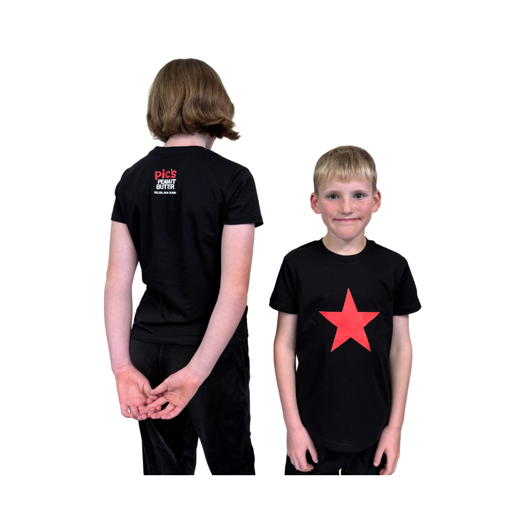 Kids' Red Star T-Shirt - Black