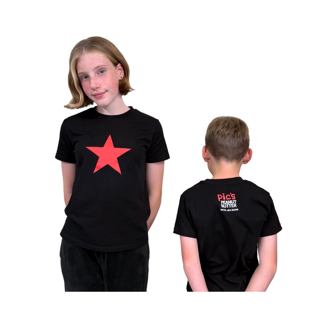 Kids' Red Star T-Shirt - Black