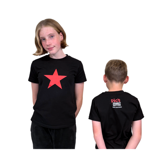 Kids' Red Star T-Shirt - Black
