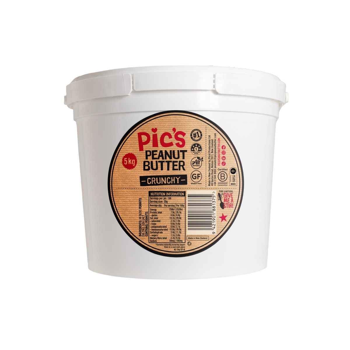 Pic’s Crunchy Peanut Butter Pail | 2.3kg & 5kg Peanut Butter NZ – Pic's ...