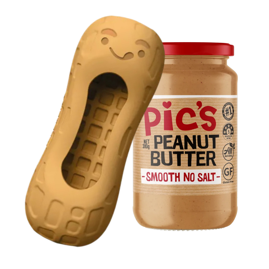 Pic's Smooth No Salt Peanut Butter & Nylabone Dog Chew Bundle